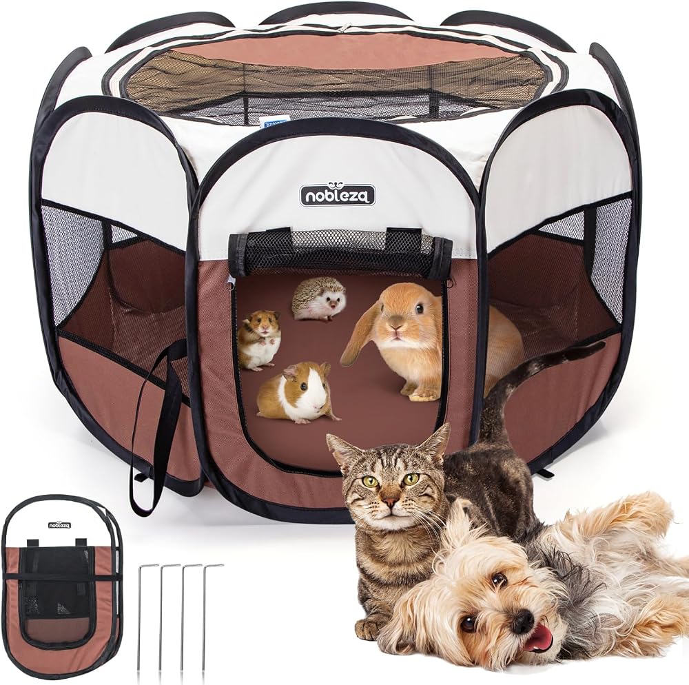 Nobleza Pop Up Dog Playpen Foldable Pet Fence 24.4x24.4x17.7 in