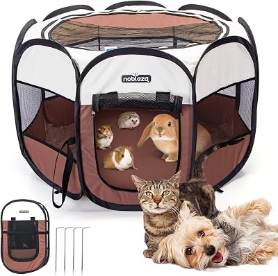 Nobleza Pop Up Dog Playpen Foldable Pet Fence 24.4x24.4x17.7 in