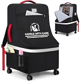 RAINSMORE Padded Car Seat Travel Bag for Airplane with Spinner Wheels | Heavy Duty Carseat Backpack for Air Travel Large Rolling Airport Gate Check Bags Fits Baby Car Seats &amp; Boosters