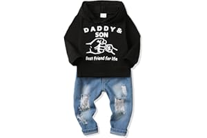 NZRVAWS Baby Boy Clothes Toddler Boy Outfit 2 3 4T 6 12 18 24 Month Fall Winter Hoodie Ripped Jeans Clothing