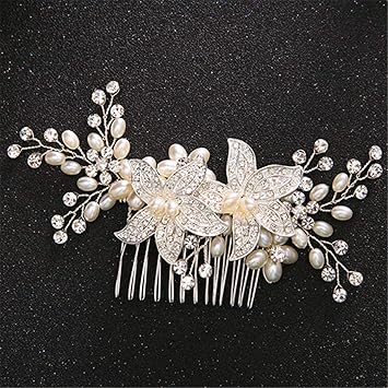 Amazon Com Beautiful Star Shape Style Pearl Hair Combs Wedding