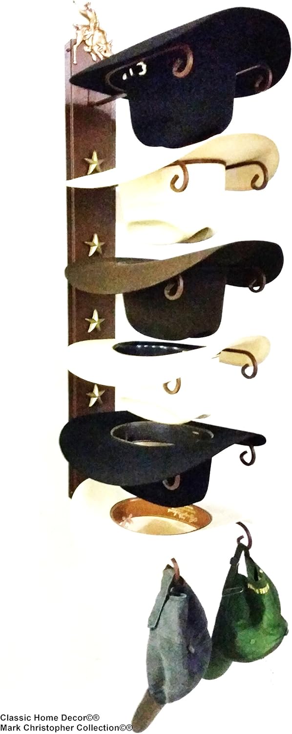 western hat racks on Clothing Closet Storage Mark Christopher Collection American Made Cowboy Hat Holder Star 886 B S 6 Tier Hat Rack Hat Racks