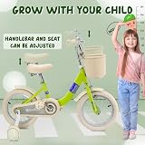SIMEIQI Kids Bike 14 Inch Girls with Stabilisers Kickstand Handbrake Basket Bell view 2