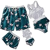 IFFEI Family Matching Mommy and Me Swimsuits Floral Printed Cutout Womens One Piece Bathing Suit Tummy Control Swimwear