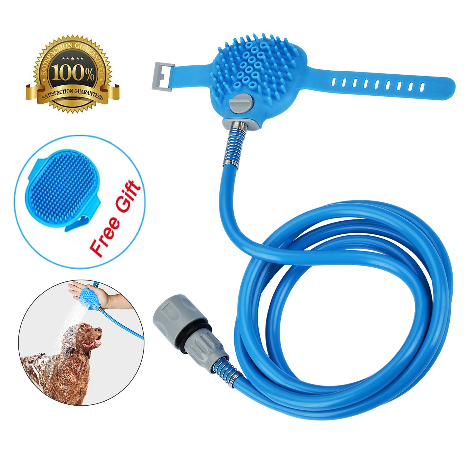 MABOLON Pet Shower Sprayer-Pet Bathing Tool for Dog, Multi-Functional Combination Shower Sprayer and Scrubber with Massage Glove, Indoor and Outdoor Use