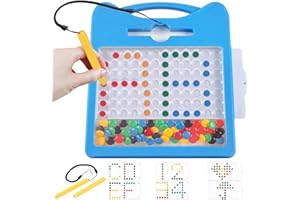 Svance Magnetic Letters and Numbers Set for Toddlers - Magnet Drawing Doodle Board with Beads and 2 Pens, Magnetic Dot Art, Preschool Learning ABC Math for 3 4 5 Years Old Girls Boys,Blue