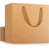 EUSOAR Gift Wrap Bags with Handles, 20 Pack 8.6x3.9x7 inches Small Kraft Paper Bags in Bulk, Heavy Duty Totes for Wedding, Grocery, Boutique, Retail, Business, Birthdays