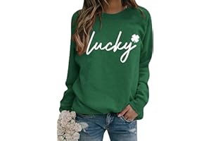 DIACACY Women’s Shamrock Crew Neck Long Sleeve Shirt Casual Tunic Pullover Clover St Patricks Day Loose Sweatshirt
