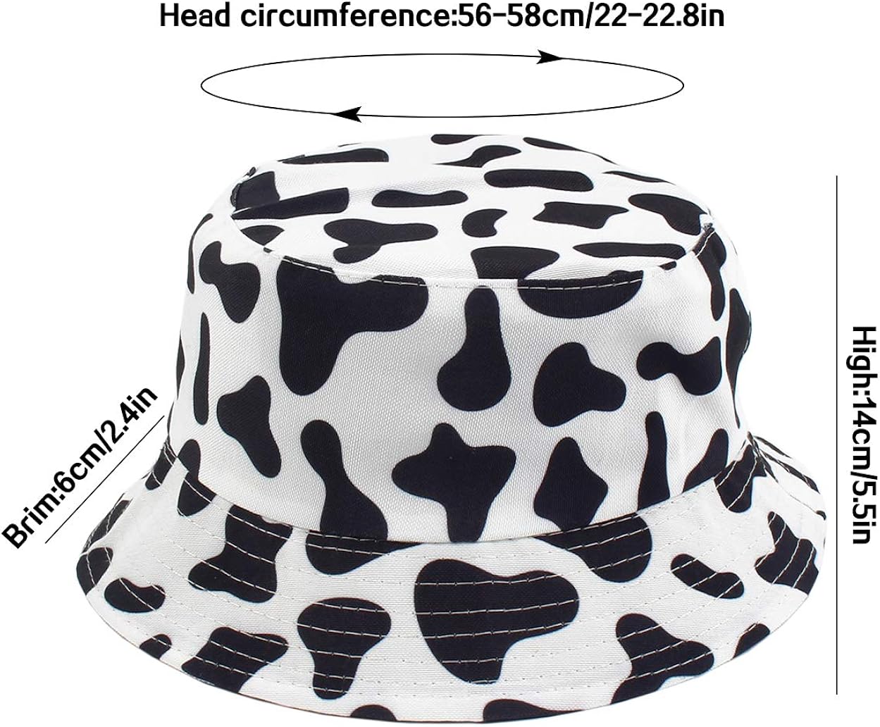 XYIYI Cow Print Bucket Hat Funny Fishing Hats for Women, Reversible Double-Side-Wear at  Women’s Clothing store