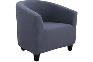 SearchI Club Chair Slipcover Stretch Barrel Chair Covers Jacquard Tub Chair Slipcovers Soft Spandex Armchair Sofa Cover Removable Couch Furniture Protector Arm Chair Cover for Living Room(Dark Grey)
