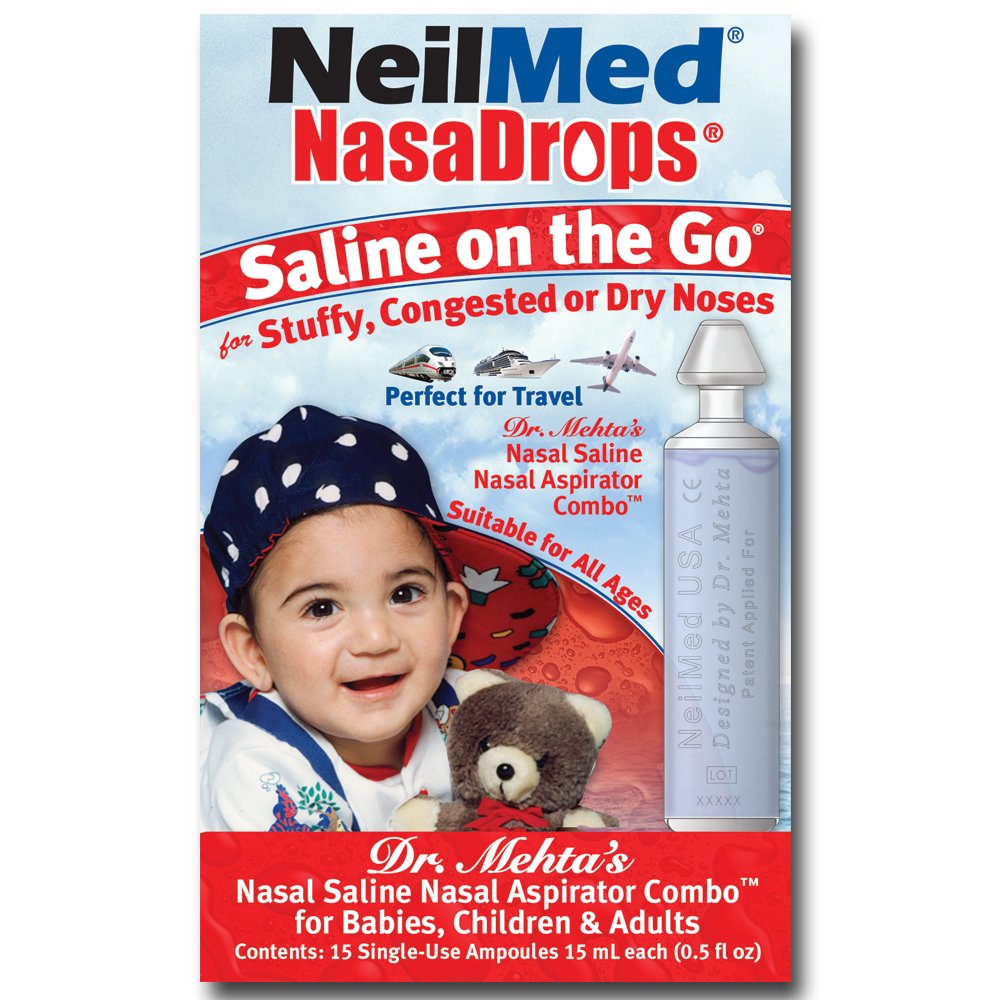 Neil Med NASA Drops Saline Vials, 15 Single-Use Ampoules, 0.5 Fl Oz
