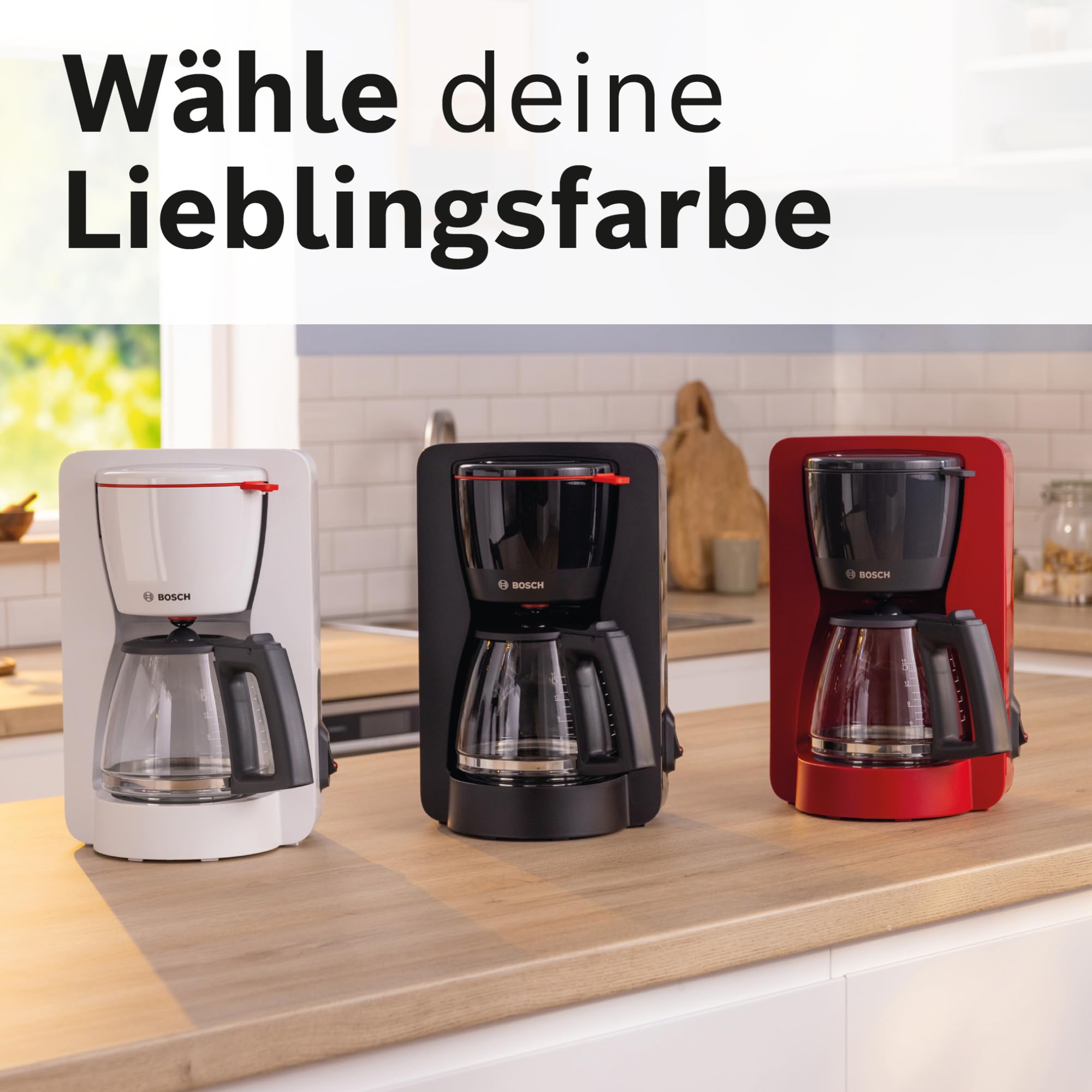 Bosch Filterkaffeemaschine MyMoment TKA2M111, Glaskanne 1,25 L, für 10-15 Tassen, 40min Warmhaltefunktion, Tropfstopp, schwenkbarer Filterträger, abnehmbarer Wassertank, 1200 Watt, Weiß matt 9