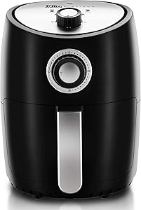 Elite Gourmet Personal Compact Space Saving Electric Hot Air Fryer, Oil-Less Healthy Cooker, Timer & Temperature Controls, PFOA/PTFE Free, 1000-Watts with 26 Color Recipes, White 2.3 Quart
