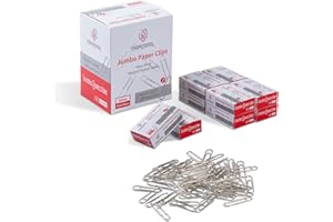 PAPERPAL Jumbo Paper Clips Nonskid, 1000 Large Paper Clips (10 Boxes of 100 Each), Bulk Paperclips for Office School & Personal Use, Daily DIY, 2" Silver Heavy Duty Non-Skid Paper Clip Jumbo Size