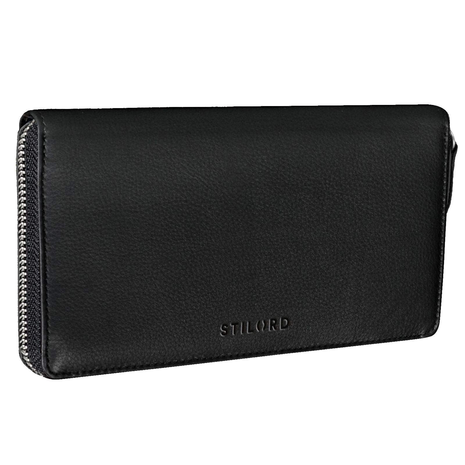 STILORD "Emilia" Elegant Leather Wallet for Women with RFID and NFC Protection Horizontal Billfold Timeless and Classic Design Genuine Leather Gift Box Colour:Black