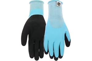 Miracle-Gro MG30604 Water Resistant Grip Gloves – Double Dip Flat Latex Gloves with Elastic Knit Wrist