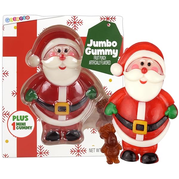 GALERIE JUMBO CHRISTMAS GUMMY, FRUIT PUNCH FLAVORED CANDY, STOCKING STUFFER GIFTS, STYLE MAY VARY, 6 OUNCES