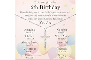 ACOGVN 3-11 Year Old Girls Birthday Gifts, Colorful Cross Necklace Jewelry Happy Birthday Present for Girls Daughter Granddaughter Sister Niece with Birthday Card