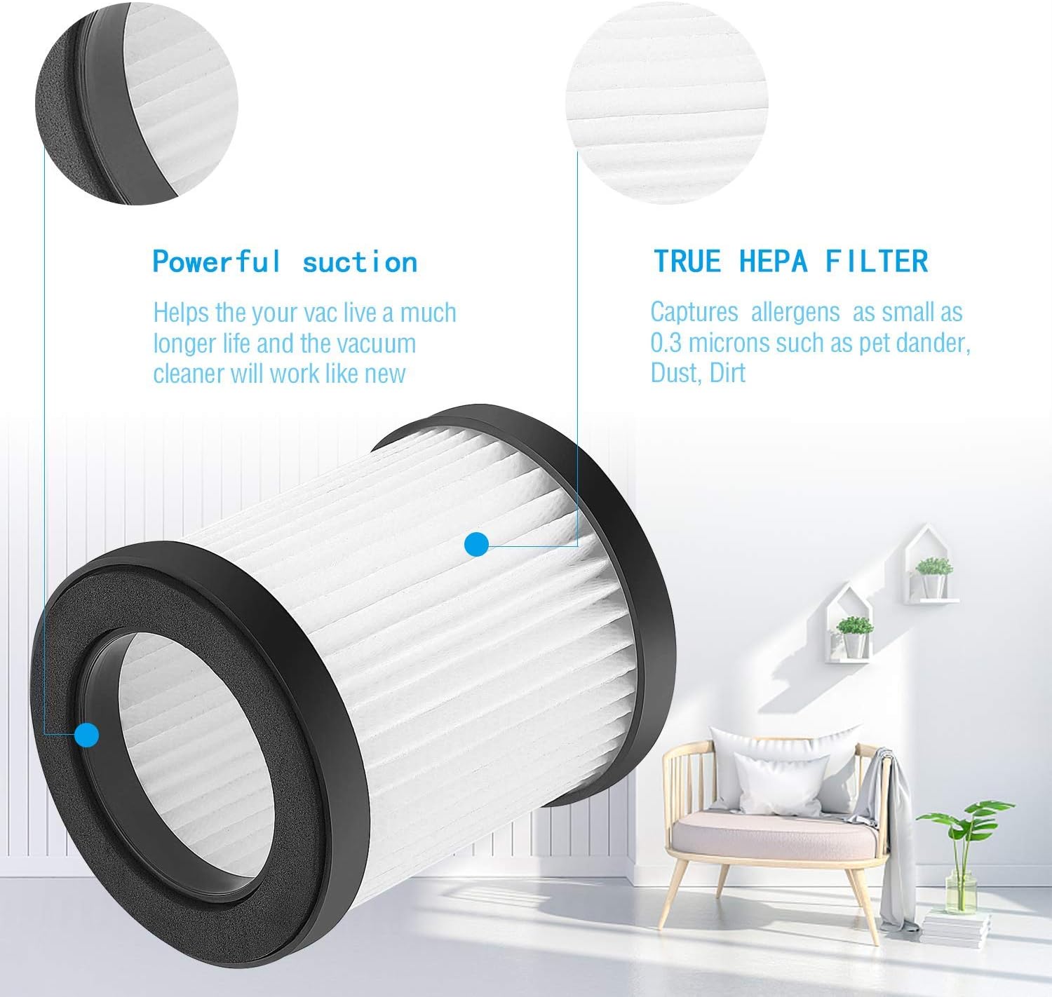 UOUOLONUN 6 Pack Replacement HEPA Filters Compatible for MOOSOO XL-618A Cordless Vacuum: Appliances