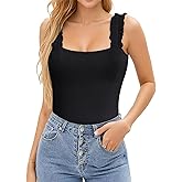 Basicspace Ruffle Strap Tank Tops for Women Summer Sleeveless Soft Slim Sexy Ribbed Knit Basic Tops