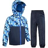 Kids Rain Suit Boys Girls Raincoat Jacket and Pants Set Lightweight Waterproof Windbreakers Rain Gear