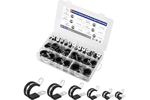 Cable Clamps Assortment Kit, (52 PCS) 304 Stainless Steel Cable Clamps in 6 Sizes 1/4" 5/16" 3/8" 1/2" 5/8" 3/4", Insulated Clamp, Pipe Clamp, Durable Clamp, and Wire Clamp by RTHIEAI