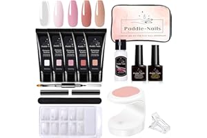 Paddie-Nails Polygel Nail Kit, 10 Colors Polygel Set for Nail Extension with LED Nail Lamp, Ideal Starter Kit for Beginner DIY Nail Art (Solid Color)