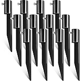 Gisafai 12 Pcs Outdoor Light Stakes 10.75 Inch Metal Torch Stakes for Solar Lights, Freestanding Poles, Fishing Rods, Flagpoles, Black