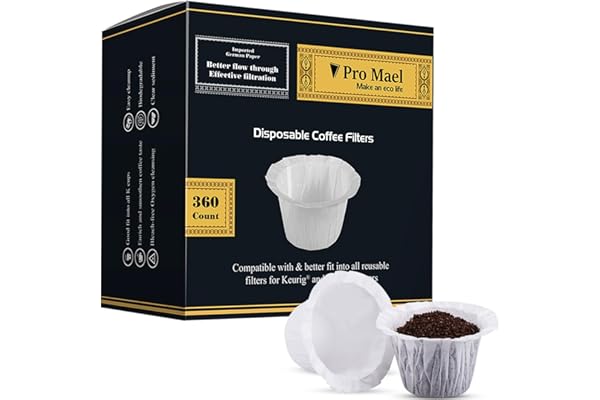 Pro Mael Disposable Coffee Filters 360 Count Coffee Filter Paper for Keurig Brewers Single Serve 1.0 and 2.0 Use with All Bra