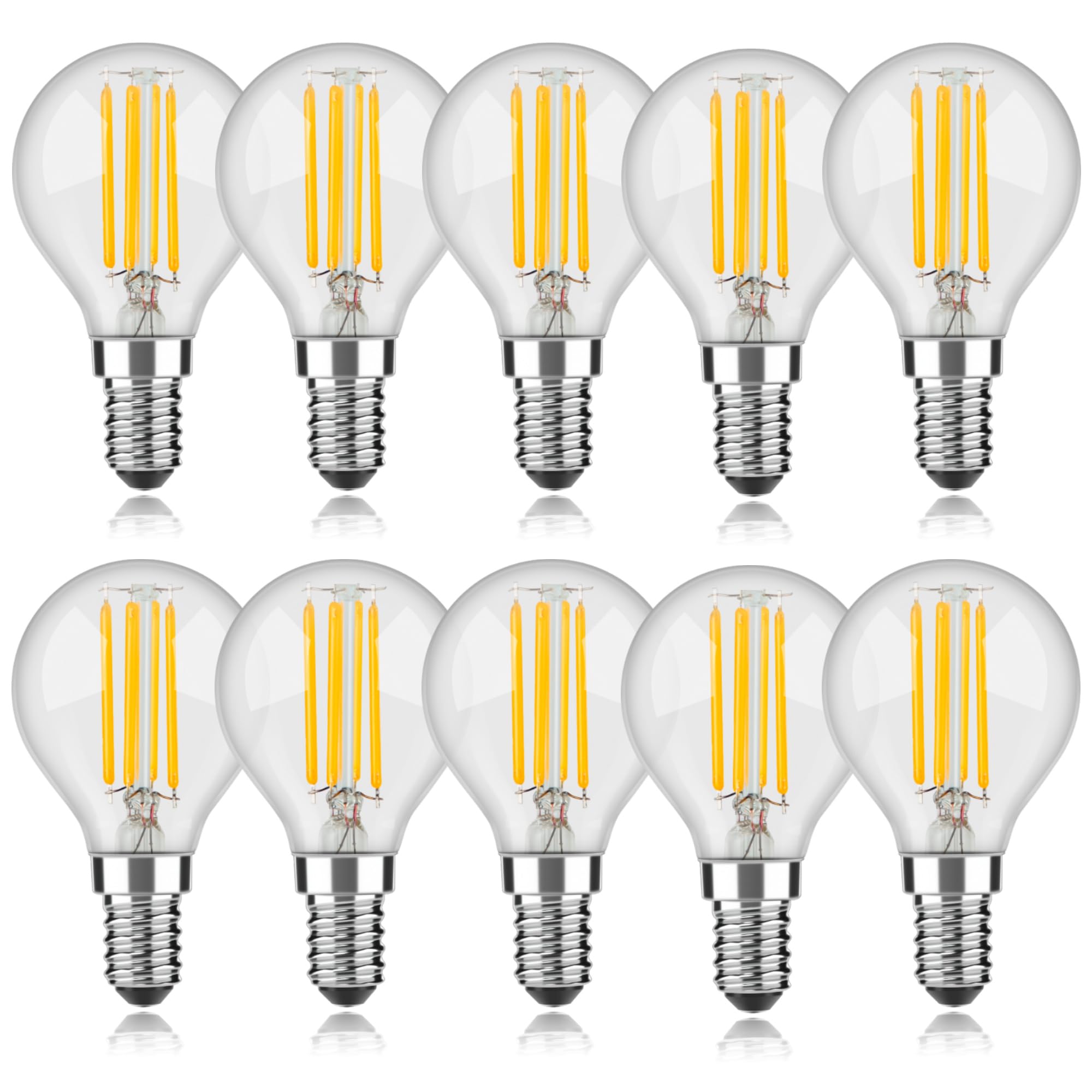 OUKAJO E14 Dimmable LED Light Bulb,SES Small Edision Screw Golf Ball Bulb,4W Warm White 2700K 400lm,10 Count (Pack of 1)