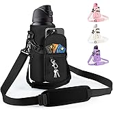 Icesip Water Bottle Carrier Bag with Strap for Owala FreeSip 24/32oz with Detachable Phone Pocket for Owala Accessories 24/32oz Water Bottle Sleeve for Walking Camping Gym