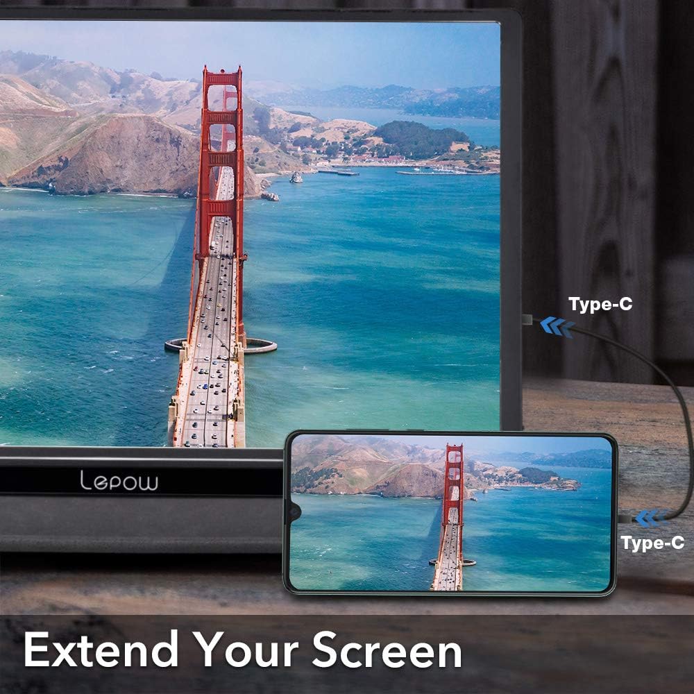 Portable Monitor - Lepow 15.6 Inch Full HD 1080P USB Type-C Computer Display IPS Eye Care Screen with HDMI Type C Speakers for Laptop PC PS4 Xbox Phone Included Smart Cover & Screen Protector Black: Computers & Accessories