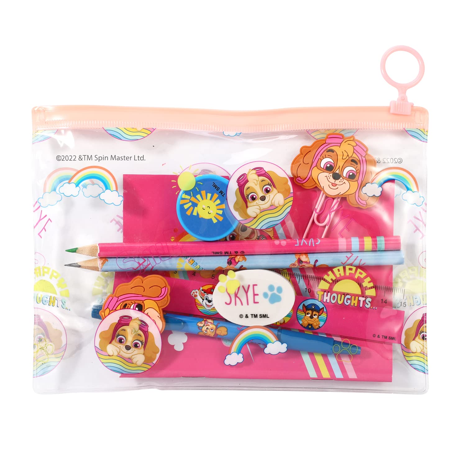 CERDÁ LIFE'S LITTLE MOMENTS Paw Patrol 9pcs Transparent Filled Pencil Case Stationery Set Waterproof Boys Girls Kids Children School Travel Exam