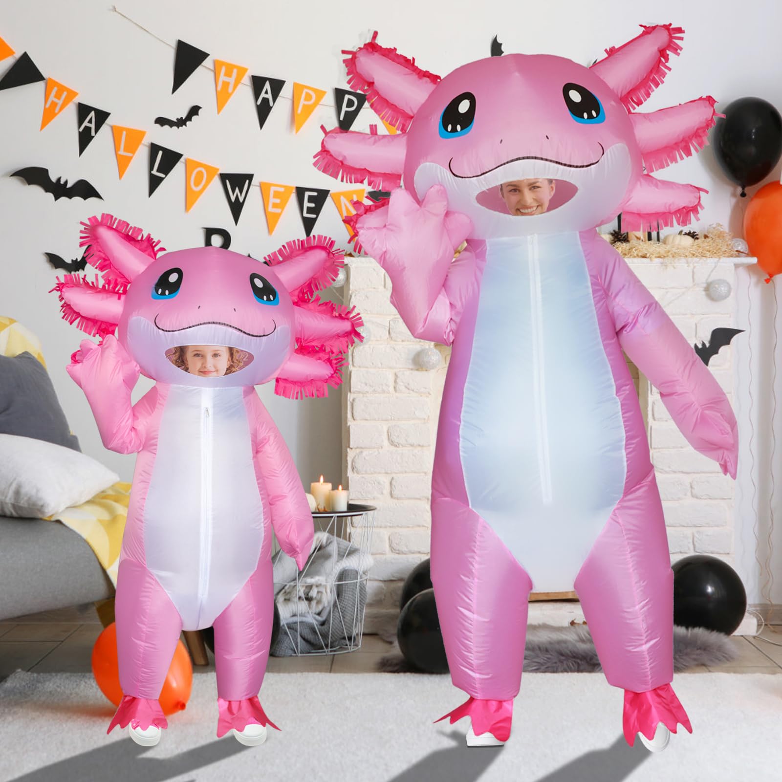 Stegosaurus Inflatable Axolotl Costume for Kids Halloween Kid Blow Up Costume Deluxe Pink Costumes for Girls Boys Cosplay Party