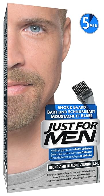 title=Just For Men M10 Sandy Blond mustache and beard brush in hair gel
