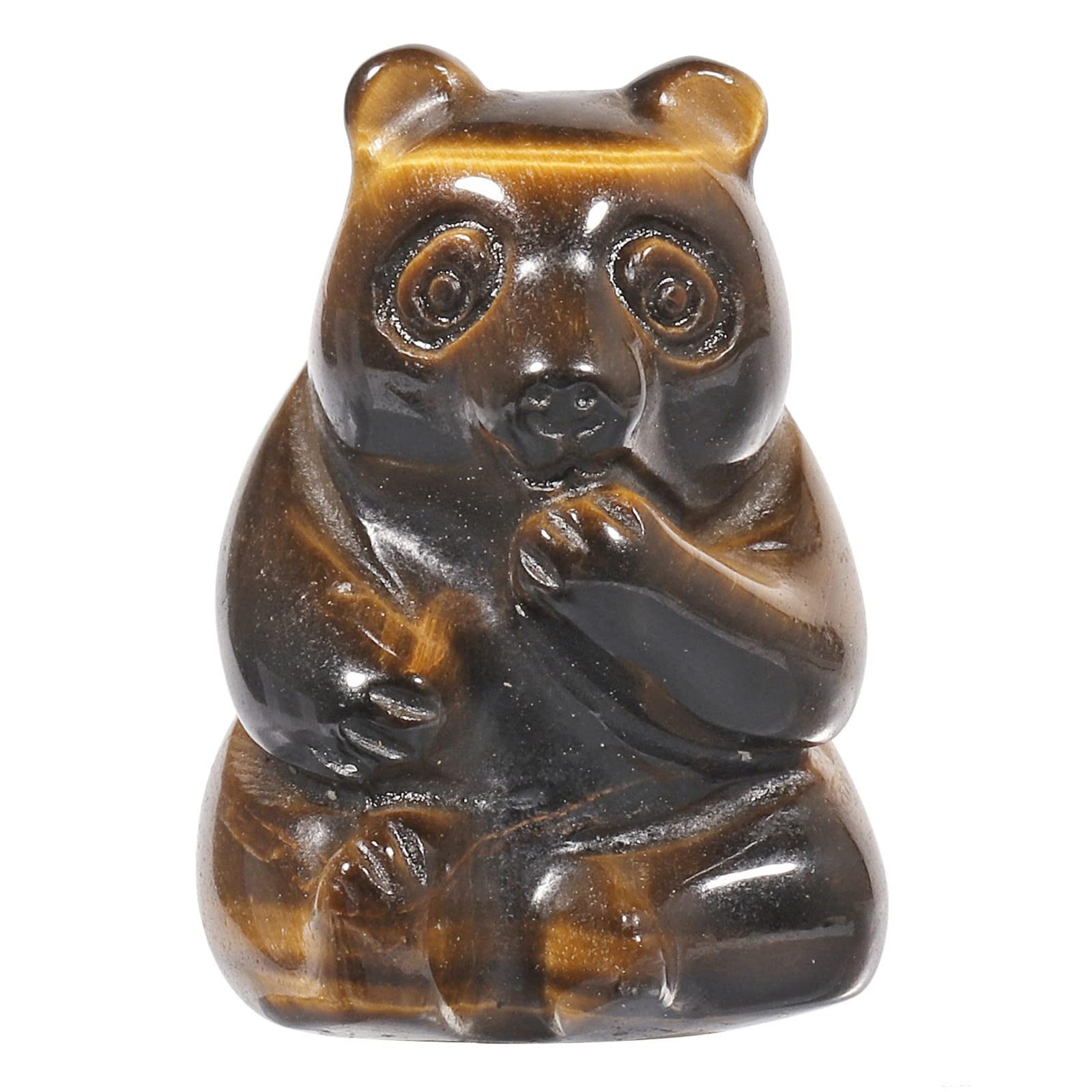 Nupuyai Tiger's Eye Hand Carved Mini Crystal Stone Statue Animal Bear, Reiki Energy Healing Figurine Spiritual Ornament Good Luck Home Decor