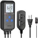 DIGITEN Humidity Controller with Temperature Display for Reptile, Mushroom | Pre-Wired Digital Humidistat, Dual-Stage Outlet Humidifier/Dehumidifier for Grow Tent/Greenhouse, LCD Display, Plug &amp; Play