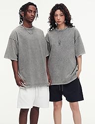 Flygo 3 Pack Men Oversized T Shirts Acid Washed