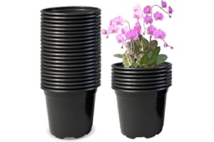 RAOOKIF 50 Pack 1 Gallon Nursery Pots with Drainage Holes, 7 Inch Nursery Pot for Plants, Seed Starting Pots for Flower Seedling, Cuttings, Transplanting (1gal,50pcs)