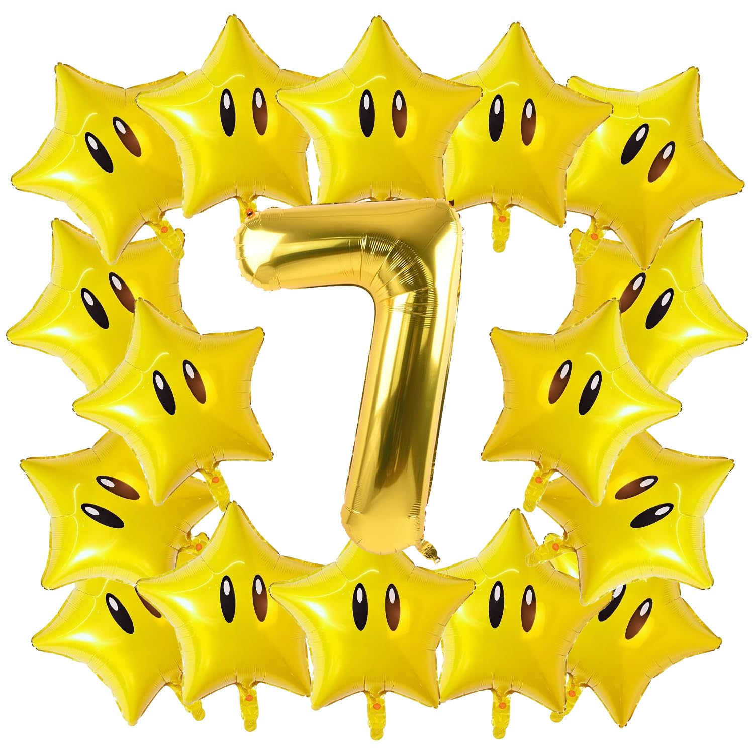 Photo 1 of 16PCS Foil Star Balloons, Star and 40Inch Number 7 Foil Balloons For Game Theme 7th Birthday Party Decorations Children Party Supply Party Decor ?7th?