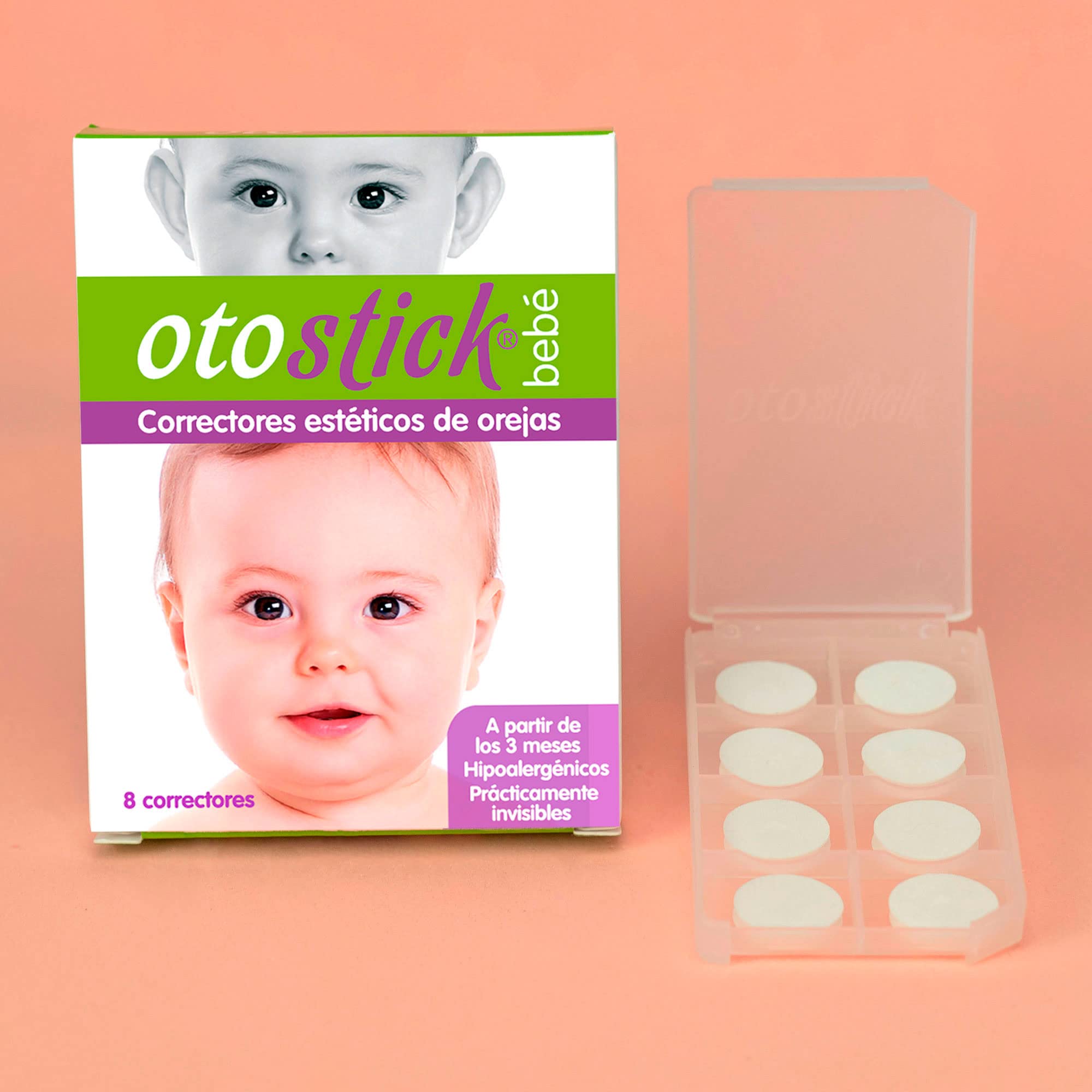 Otostick Bebe Corrector de Orejas Protuberantes para Bebes - 8 Unidades con Gorra de Proteccion - Soporte Ortopedico para la Correccion Permanente