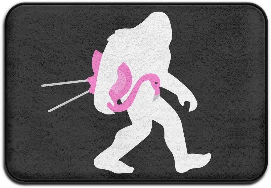 Bigfoot And Lawn Flamingo Soft Non Slip Absorbent Bath Rugs,Memory Foam Bath Mats