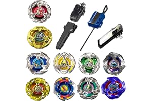 ASVEXKW BX Bey Battling Set, BX Bey Top Burst Blade Toy Combat Battling Game Set, X Spinning & X-Launchers, Greats Birthday Gift for Boys, Ages for 8 10 12+ (10 Spinning Tops)