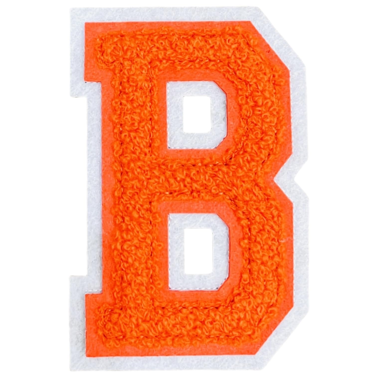 Photo 1 of 1 PCS 4.0" Orange Chenille Letter Patch, Iron on Patches for Hats Clothes Bags Backpacks Jeans Hoodies Jackets, Initial Patches Large Varsity Letter. (Letter B)