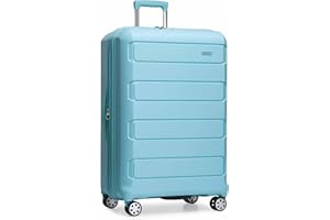 Traveler's Choice Pagosa Indestructible Hardshell Expandable Spinner Luggage, Baby Blue, 30-Inch Large