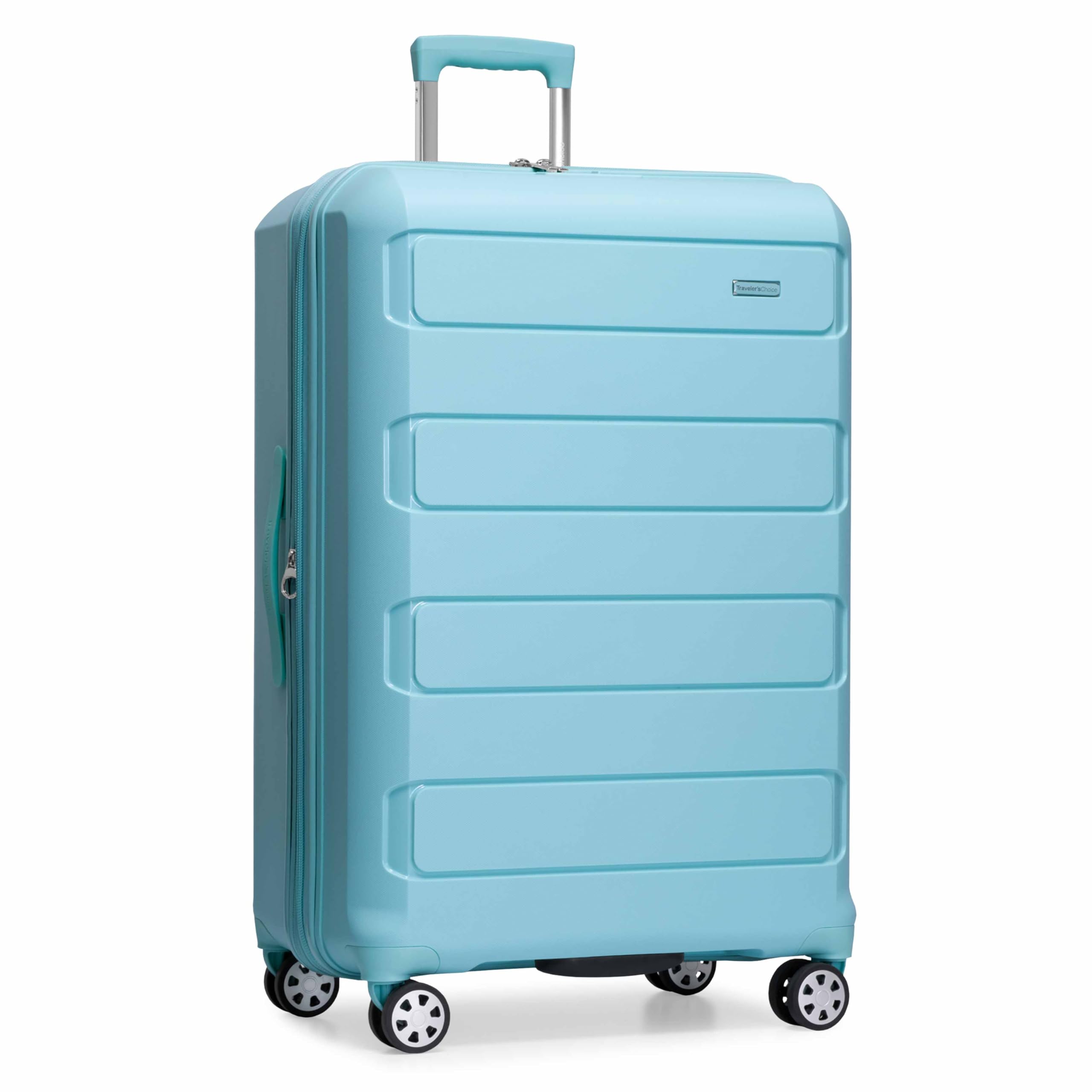 Traveler's Choice Pagosa Indestructible Hardshell Expandable Spinner Luggage, Baby Blue, 30-Inch Large Image