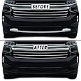 SlickMod Chrome Delete Blackout Vinyl Overlay Compatible with 2021-2022 Chevy Suburban (1. Front Bumper Lip Trim, Gloss Black)