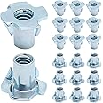 PHITUODA 50 Pack 1/4"-20 T-Nuts, Four Pronged Tee Nut for Wood, Rock, Climbing Holds, Cabinetry (1/4"-20 x 9/16")