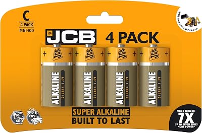 JCB Super Alkaline Batteries C Size 1.5V LR14 MN1400 Pack of 4
