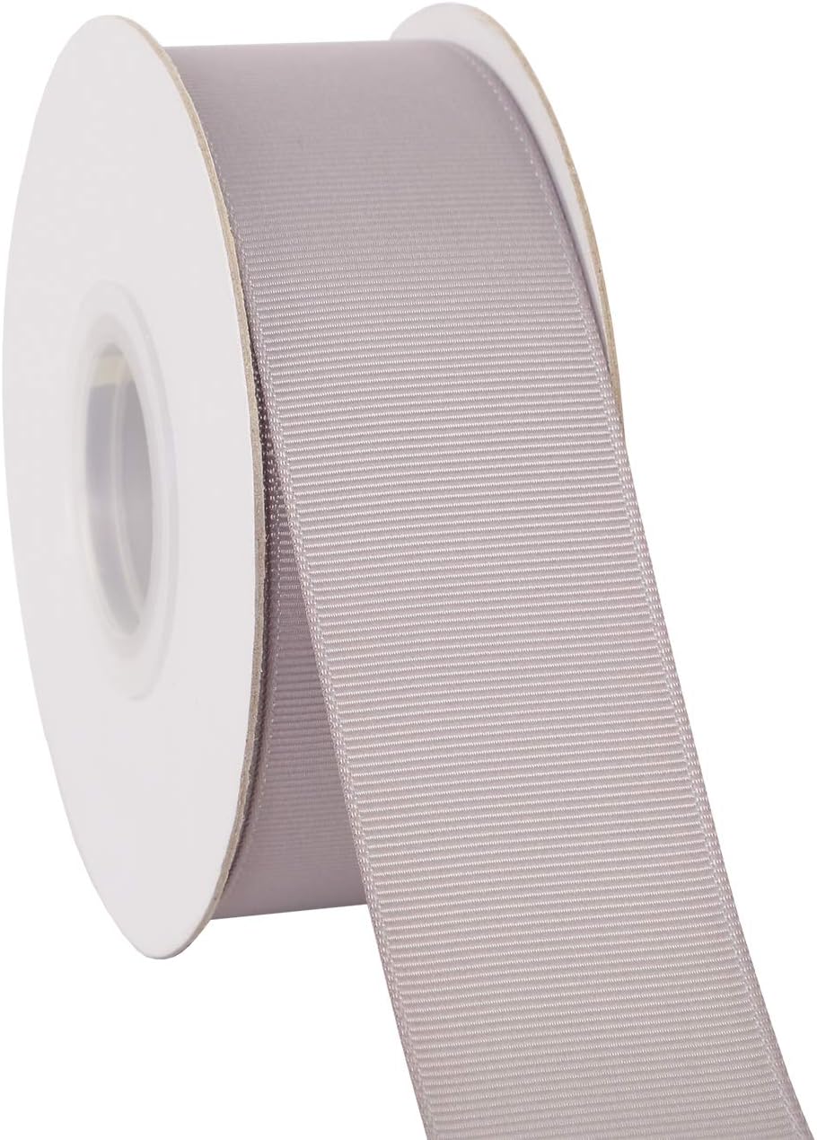 Ribbonitlux 1.5" wide Solid Grosgrain Ribbon 25 Yards (012-Silver）, Set For Gift Wrapping, Party Decor, Sewing Applications, Wedding and Craft